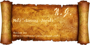 Nádassy Jenő névjegykártya